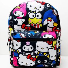 Sanrio Hello Kitty Backpack 16" Melody Kuromi Keroppi Carry All Large Travel Bag | eBay Kawaii Multicolor Backpack For Daily Use, Kawaii Multicolor Backpack For Back To School, Multicolor Kawaii Backpack, Kawaii Multicolor Backpack, Hello Kitty Print School Backpack, Hello Kitty Print Kawaii Backpack For School, Hello Kitty Kawaii Backpack For Back To School, Kawaii Hello Kitty Backpack For Back To School, Kawaii Multicolor Cat Design Bag