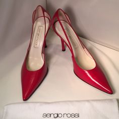 Sergio Rossi Designer Heels Closed, Pointed Toe, D’orsay Pump Red Kid Leather Size 7 Heel 3.7” Never Been Worn And Comes In Original Box With Shoe Bag Elegant Red Slingback Pumps With 4-inch Heel, Classic Red Slingback Pumps For Evening, Designer Slingback Pumps With Red Sole For Formal Occasions, Red High Heel Slingback Pumps For Evening, Elegant Slingback Pumps With Red Sole For Evening, Elegant Slingback Pumps With Red Sole For Party, Elegant Red Slingback Pumps For Office, Classic Slingback Pumps With Red Sole For Evening, Red Slingback Pumps With 4-inch Heel For Evening