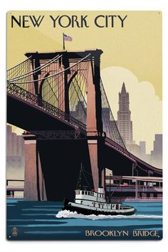 New York, Brooklyn Bridge, Lantern Press Artwork, Art Prints and Metal Signs Art Lantern Press New York Brooklyn Bridge, New York Brooklyn, Bridge Art, George Washington Bridge, Indoor Air Pollution, Nova York, Vintage Travel Posters, Brooklyn Bridge, Vintage Travel