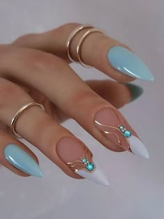 Verschiedenfarbig  Collar    Bunte Nägel Embellished Easy Nails, Her Nails, Almond Nails Designs, Nailed It, Dream Nails, Nail Polishes, Stiletto Nails