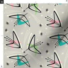 an image of a pattern with stars and lines on grey background for wallpaper or fabric