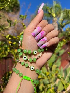 Evil Eye 🧿 Beaded Adjustable Bracelet In many cultures, it is believed that evil eye bracelets protect against misfortune, evil looks and negative energy. Wear your bracelet for good luck and protection. ✨ Cheap Green Evil Eye Bracelet Gift, Green Evil Eye Bracelet, Green Evil Eye Bracelet With Round Beads, Green Evil Eye Bracelet With Round Beads As Gift, Adjustable Green Evil Eye Bracelet As Gift, Spiritual Green Friendship Bracelets For Festival, Green Spiritual Friendship Bracelets For Festivals, Green Resizable Beaded Bracelets For Friendship, Spiritual Green Friendship Bracelet For Festival