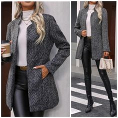 New Classic Herringbone Tweed Open Front Blazer Jacket * Long Sleeve * Banded Stand Collar * Open Front * Side Pockets * Lined *Approximate Unstretched Measurements* Xs (2) * Bust 36.25" * Sleeve Length 23.5" * Length 30.25" Small (4) * Bust 37.75" * Sleeve Length 24" * Length 30.5" Medium (6) * Bust 39.25" * Sleeve Length 24.25" * Length 31" Large (8/10) * Bust 41.5" * Sleeve Length 24.75" * Length 31.5" Xl (12) * Bust 44" * Sleeve Length 25.25" * Length 32.25" On Order * Will Ship In 7- 11 Day Tweed Outerwear For Business Casual With Long Sleeves, Fitted Long Sleeve Outerwear With Herringbone Pattern, Tweed Long Sleeve Outerwear For Business Casual, Fitted Herringbone Pattern Long Sleeve Outerwear, Tweed Outerwear With Pockets For Business Casual, Business Casual Tweed Outerwear With Pockets, Fall Long Coat Tweed Jacket With Pockets, Office Tweed Outerwear With Pockets, Tweed Long Sleeve Outerwear For Office