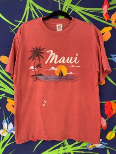 Vintage 80s single stitch t-shirt from Maui / surfer shirt from hawaii  Size: L Brand: Attitude Condition: minor stain on front other than that great We can do a deal through PayPal or Venmo to save money on etsy fees Retro Surfing T-shirt For Beach Season, Graphic Print Hawaiian Shirt For Surfing, Graphic Print Short Sleeve Hawaiian Shirt For Surfing, Short Sleeve Hawaiian Shirt With Graphic Print For Surfing, Casual Hawaiian Shirt With Graphic Print For Surfing, Vintage Printed T-shirt For Vacation, Cotton Hawaiian Shirt With Graphic Print, 90s Cotton T-shirt For Beach, 90s Cotton T-shirt For The Beach