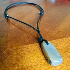 A Gorgeous Agate Chunk Strung On Black Leather Cord. Adjustable Up To 26” Long Men’s Jewelry, Mens Leather Necklace, Bullet Necklace, Gray Bracelet, S Necklace, Mens Gold Bracelets, Handcrafted Bracelets, Handcrafted Accessories, Pendent Necklace