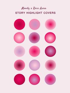 many different colored circles on a pink background with the words story highlight covers written below