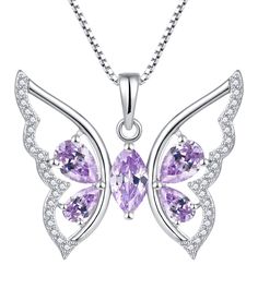 PRICES MAY VARY. 💝 The fairy tale said that people whispered I Love You to the butterfly and then released the butterfly.Love and lucky will come with this celtic knot butterfly necklace. 💝 MATERIAL - sterling silver with 18k white gold plated, Excellent electroplate technique, nickel free, lead free and hypoallergenic 💝 Butterfly Necklace Size：1.02x0.87", silver chain length: 18+1.2" with spring ring clasp. Set with round-brillian-cut created alexandrite 🎁 Come with gift box;Great gift for Dragon Goddess, Alexandrite Jewelry, Design Butterfly, Fairy Jewelry, Elegant Necklace, Silver Butterfly, Silver Box, Necklace Size, Elegant Necklaces