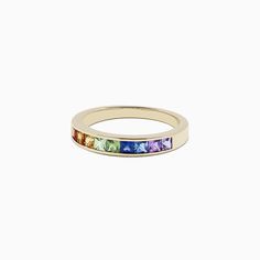 Effy Watercolors 14K Yellow Gold Channel Set Multi Sapphire Ring, 0.86 TCW 14k Gold Rainbow Multi-stone Rings, Rainbow Multi-stone Rings In 14k Gold, 14k Gold Rainbow Rings With Multi-stone, Hallmarked Multicolor 14k Gold Rings, Multicolor 14k Gold Hallmarked Rings, Multicolor 14k Gold Rings, Rainbow 14k Gold Round Rings, Rainbow 14k Gold Rings, Multi Sapphire