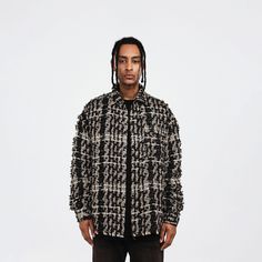 BONELESS Distressed Tweed Stripes Jacket Guys Clothing Styles, Striped Jacket, The Hundreds, Thom Browne, Tweed Jacket, Male Model, Oversized Fits, Contemporary Style, Timeless Elegance