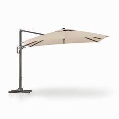 an umbrella on a metal stand against a white background