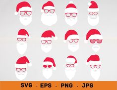 santa's beards with glasses and hats svg clipart set for cricut