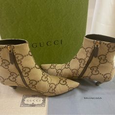 Authentic Gucci Ankle Boots, Gucci In Colaboration With Balenciaga, Gg Monogrammed Leather, Zipper Closure, Excellent Condicion, Come With Dust Bag, Replacement Tap And Box Gucci Designer Ankle Boots, Gucci Brown Ankle Boots, Designer Gucci Ankle Boots, Designer Beige Ankle Boots, Designer Beige High Heel Boots, Designer Gucci Boots With Branded Insole, Designer Beige Formal Boots, Designer Beige Boots For Formal Occasions, Designer Gucci Boots