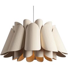 the light fixture is made out of wood and has several wooden tubes attached to it