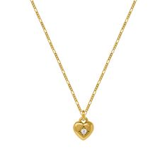 Dainty mini heart pendant necklace Materials14k gold filled chain with a 14k vermeil pendantDimensions Chain 16'' or 18'', Pendant 6mm Dainty Gold Plated Heart Necklace, Elegant Heart Pendant Necklace With Figaro Chain, Dainty Gold Heart Necklace Tarnish Resistant, Elegant Heart Shaped Figaro Chain Necklace, Elegant Heart-shaped Figaro Chain Necklace, Delicate Gold Heart Necklace Tarnish Resistant, Dainty Charm Necklace With Figaro Chain As Gift, 14k Gold-filled Figaro Chain Necklace As Gift, Dainty Heart Pendant Charm Necklace, Tarnish Resistant