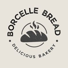 the logo for borcelle bread is shown in black and white on a gray background