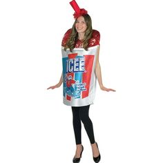 a woman is dressed in an ice cream costume