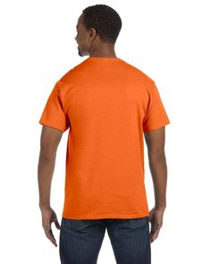 Men's 6.1 oz. Tagless® T-Shirt - ORANGE - 3XL | Hanes Men's Authentic-T Cotton T-Shirt in Orange Size 3XL Orange Texas, Blank T Shirts, Columbia Blue, Carolina Blue, Black Charcoal, 50 50, Black And Navy, Heavy Cotton, Men's Clothing