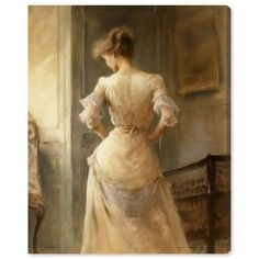 a painting of a woman in a white dress