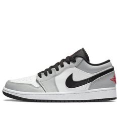 The Air Jordan 1 Low 'Light Smoke Grey' is a classic silhouette that draws inspiration from the original 1985 design. With its sleek and simple look, this sneaker is perfect for everyday casual activities. The colorway of Light Smoke Grey/Gym Red/White adds a modern twist to the timeless design, making it a must-have for any sneakerhead. The rubber sole provides extra comfort and support, making this sneaker suitable for any activity. With its classic design and modern features, the Air Jordan 1 Jordan 1 Low Men, Retro Basketball Shoes, Perfect Sneakers, Retro Men, Shoe Inspo, Air Jordan 1 Low, Jordan 1 Low, Round Toe Heels, Air Jordan 1 Retro