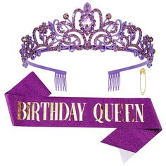 PRICES MAY VARY. The Perfect Purple Birthday Decorations Set: purple "BIRTHDAY QUEEN" sash + rhinestone purple crown. Crystal Purple Crown. It is a dazzling and beautiful tiara for women. With the shiny, attractive, beautiful rhinestones paved on the crown, your feeling like a queen or princess when wearing it. Perfect for any party use, costumes, wedding, party, makes the most stunning at any occasions decorated for the special birthday women girl. Purple Birthday Queen Sash. Birthday sash made Purple Crowns, Birthday Decorations Purple, 100 Birthday Decorations, Purple Birthday Decorations, Purple Tiara, Queen Sash, Purple Happy Birthday, Crowns For Women, Black Tiara