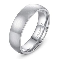 men's wedding band in white gold with satin finish, 6mm width by titan jewelry