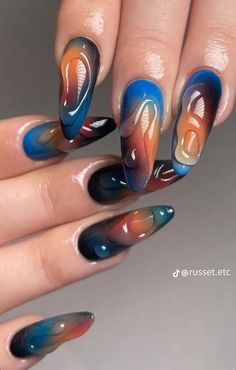 Water Nails Design, Mail Inspo, Nails Board, Maquillage On Fleek, Nagellack Trends, Hippie Nails, Colorful Nail Art, Colorful Nail, Winter Lookbook