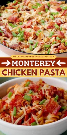 Here's a quick weeknight dinner with Monterey Chicken Pasta Recipe! This yummy comfort food combines shredded chicken, smoky BBQ sauce, crispy bacon, and Monterey Jack Cheese for a comforting, flavorful meal. Try it today! Monterey Chicken, Easy Comfort Food, Monterey Jack, Chicken Pasta Recipes, Yummy Comfort Food, Quick Weeknight Dinners, Monterey Jack Cheese, Easy Pasta Recipes, Crispy Bacon