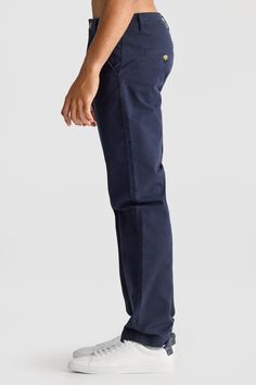 Introducing the Straight Leg Chino Navy. Crafted from stretch cotton, these pants are the perfect blend of comfort, quality and tailored style. Straight leg design Embroidered ORTC Logo Button down rear pockets Zip fly with debossed tort button Designed in Australia. Made in China Relaxed Fit Cotton Work Pants With Button Closure, Navy Fitted Casual Chinos, Cotton Bottoms With Standard Cut Leg For Workwear, Classic Fitted Cotton Bottoms, Chino Cotton Twill Chinos For Work, Workwear Chinos With Standard Cut Leg, Navy Casual Chinos With Welt Pockets, Workwear Chinos In Chino Cotton Twill, Casual Navy Straight Leg Chinos