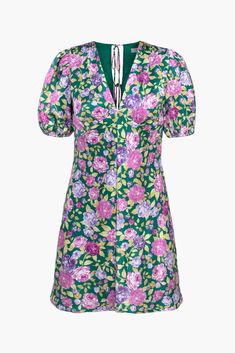 THIS IS A SAMPLE. Style #: F229D5209 Floral Mini Dress, Puff Sleeve, Final Sale, Ready To Wear, Mini Dress, Wardrobe, Floral, Green, How To Wear