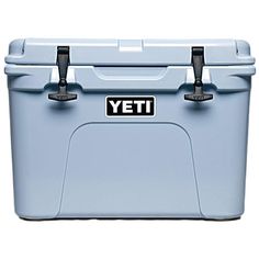 a blue yeti cooler with two handles