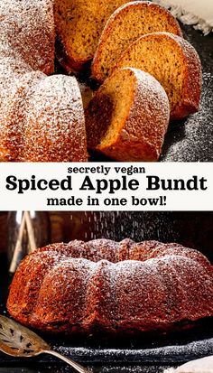 This incredibly MOIST vegan apple and pear spiced bundt cake is soft, tender, and perfectly spiced! This cake is made in one bowl with a few simple ingredients, no eggs, no dairy, and topped with simple powdered sugar! Perfect for feeding a crowd on Thanksgiving or Christmas, this cake is easy to make and tastes delicious.  Make sure to save this recipe so you can make it again and again this holiday season! Apple Cinnamon Bundt Cake, Spiced Bundt Cake, Cinnamon Bundt Cake, Double Chocolate Cake, Vegan Apple, Vegan Cakes, No Dairy, Bundt Cake Pan, Vegan Yogurt