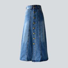 Take a trip back in time with our 2023 Spring-Summer Collection's 20th-century-inspired A-line Button-down Jeans Skirt a enduring classic with a trendy touch!Why You'll Fall In LoveThis unique piece captures the iconic fashion of the Pre-millennium and brings it into the present day. Its medium wash and high-waisted design gives it a everlasting appeal and the buttons closure guarantees a perfect fit type. With its baggy shape and vibrant color. this piece is... Non-stretch High Waist Denim Skirt With Button Closure, Spring Denim Skirt With Button Closure, Non-stretch Cotton Denim Skirt With Button Closure, Denim Skirt With Button Closure For Fall, Fall Denim Skirt With Button Closure, Fall Denim Skirt With Buttons, Medium Wash Skirt With Button Closure For Spring, Spring Medium Wash Skirt With Button Closure, High-waisted Skirt With Button Closure For Spring