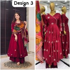 Welcome To Our Shop  https://www.etsy.com/shop/UniqHandmadePlanet Presenting New Designer Collection In Pure Chinnon With Embroidery Sequence Work Gown And Dupatta Set Fully Stitched Ready To Wear  Fabric Detail 💃👚Top👚💃 Top Fabric :Pure Chinnon Silk With Embroidery Work With Fancy Full Sleeve Top Inner  :Heavy Micro Cotton Top Length:-48-49Inch Top Size: (FULLY STITCHED READY TO WEAR) 💃👚 Plazzo👚💃 Plazzo Fabric  :Heavy Chinnon Silk with Full Flair with Elastic  (Full stitched)  Bottom Len Anarkali Designs For Stitching, Indian Long Dress, Pakistani Frocks, Full Sleeve Top, Silk Kurti, Top Fabric, Designer Gowns, Anarkali, Full Sleeve