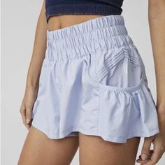 Free People Movement Womens Get Your Flirt On Lined Shorts Lunar Bloom Blue Size Large New Without Tags! Sporty Hip-length Summer Bottoms, Light Blue Bottoms With Built-in Shorts And Relaxed Fit, Light Blue Stretch Casual Bottoms, High Waist Athleisure Skort For Spring, Casual Stretch Light Blue Bottoms, Spring High Waist Athleisure Skort, Casual Light Blue Stretch Bottoms, Spring Workout Bottoms With Built-in Shorts, Casual Spring Skort, Hip-length