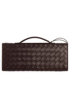 Run out the door with just this easy-to-carry wallet textured in the label's signature weave and fixed with both a wrist strap and a petite top-carry handle. Toggle closure Top carry handle; wrist strap Leather Made in Italy Designer Handbags Bottega Veneta Wallet, Petite Tops, Run Out, Card Holder Wallet, Grey And Gold, Wrist Strap, The Door, Wallets For Women, Bottega Veneta