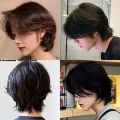 Middle Part Haircut Women, Haircuts Wolfcut Short, Short Wolfcut Back, Short Wolfcut Hairstyle Women, 2 Block Haircut Women, Short Wolfcut Styling, Hairstyle For Tomboy, Short Boyish Haircut, Hair Cuts For Oval Face Shape Medium