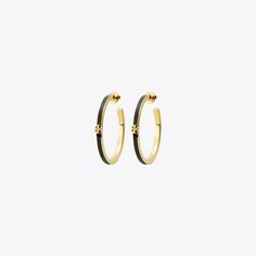 The Kira Enamel Hoop Earring is an updated version of the classic hoop. Made for pierced ears. Black Enamel Hoop Earrings, Tory Burch Kira, Jewelry Earrings Hoops, Pierced Ears, Designer Jewelry, Designer Earrings, Ear Piercings, Designer Shoes, Designing Women