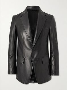 A modern take on traditional tailoring, TOM FORD's blazer has been made in Italy from leather with wide notch lapels and soft, unstructured shoulders for a relaxed effect. It's lined for comfort and smooth layering. Ysl Men, Tom Ford Leather, Black Leather Blazer, Blazer For Men, Leather Blazer, Blazers For Men, Mr Porter, Tom Ford, Burberry