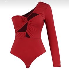 Brand New Never Used Chic Red Bodysuit For Party, Fitted Red Bodysuit For Club, Red One-piece Swimwear For Night Out, Chic Red Swimwear For Night Out, Deep V Bodysuit, Tank Top Bodysuit, Boho Beautiful, Backless Bodysuit, Turtleneck Bodysuit