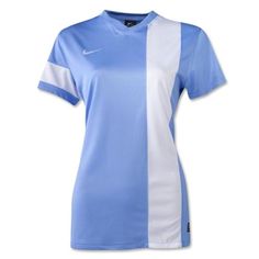 the nike women's soccer jersey is shown in blue, white and grey colors