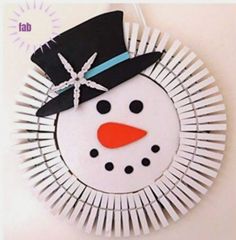 a paper plate that has a snowman on it