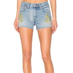 New Levis 501 32 Wild Dreaming Button Fly Cut Off Shorts Embroidered Palm Trees Brand New With Tags! Style 323170064. Measurements: Waist: 16.5" Rise: 11" Inseam: 2.5" *F15 Themoderngirl Spring High Rise Embroidered Shorts, Spring High-rise Embroidered Shorts, Embroidered Short Length Bottoms For Spring, Summer High Rise Embroidered Bottoms, Levi's Blue Jeans For Summer, Levi's Spring Jeans Shorts, Levi's Mid-rise Spring Shorts, Levi's Jean Shorts For Summer, Levi's Summer Jean Shorts For Spring