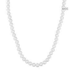 From MIKIMOTO, a 6.5x6mm Akoya cultured pearl necklace with an 18k white gold MIKIMOTO signature clasp. The necklace is 18 inches long. MIKIMOTO Style #: UD U 65218 W Classic Akoya Pearl Diamond Necklace For Anniversary, White Single Strand Tennis Necklace For Gift, Classic White Tennis Necklace For Gift, Classic White Tennis Necklace Gift, Classic Akoya Pearl Single Strand Necklace, Classic Single Strand Akoya Pearl Necklace, Classic Single Strand Diamond Necklace, Classic Round Brilliant Cut Pearl Necklace, Fine Jewelry Single Strand White Pearl Necklace