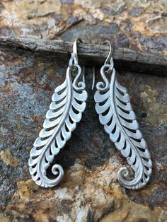 These delicate fern leaves are finely handcrafted in brass or white brass with sterling silver findings. Fibonacci Art, Fern Tattoo, Coil Pottery, Soldered Jewelry, Fern Leaves, Silver Fern, Soldering Jewelry, Ear Weights, White Brass