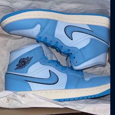 Size 6.5 Air Jordan Wmns Air Jordan 1 Mid 'Ice Blue Jordan 1 Mid Unc, Jordan 1 Low Women, Jordan Wmns, Air Jordan 1 Women, Air Jordan Retro 11, Wmns Air Jordan 1, Jordan Retro 11, Jordan Blue, Nike Air Jordan 5