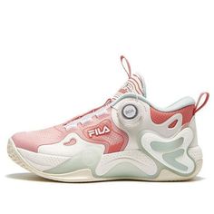 (GS) FILA BOA Performance Basketball Shoes 'White Pink Green' K15G322202FCA Pink Breathable High-top Sneakers With Round Toe, Pink Skate Shoes For Light Sports With Round Toe, White High-top Skate Shoes With Translucent Outsole, Pink Round Toe Skate Shoes For Light Sports, White High-top Basketball Shoes With Translucent Outsole, White Skate Shoes With Translucent Outsole For Sports, White Breathable Sneakers With Round Toe, White Slip-on High-top Sneakers For Light Sports, White Basketball Shoes With Rubber Sole