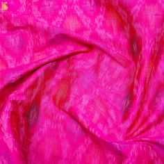 Pink Pure Raw Silk Banarasi Ikat Fabric - Khinkhwab Bollywood Ikat Print Blouse Piece For Festivals, Bollywood Style Saree Blouse With Ikat Print, Multicolor Ikat Print Blouse Piece For Diwali, Pink Unstitched Blouse Piece With Motifs, Traditional Ikat Print Blouse For Festivals, Unstitched Pink Blouse Piece With Motifs, Festive Pink Dupatta With Woven Motifs, Pink Silk Fabric For Festive Occasions, Festive Ikat Print Blouse Piece