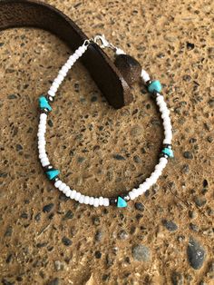 White silver and turquoise chunk bracelet  7 1/2 inches Western Bracelets Cowgirl Jewelry, Handmade Western Turquoise Bracelets, Handmade Western Turquoise Bracelet, Handmade Western Style Turquoise Bracelet, Nickel-free Turquoise Beaded Bracelets For Festivals, Nickel-free Southwestern Turquoise Beaded Bracelets, Southwestern Turquoise Nickel-free Beaded Bracelets, Southwestern Turquoise Nickel Free Beaded Bracelets, Nickel-free Turquoise Beaded Bracelets, Southwestern Style