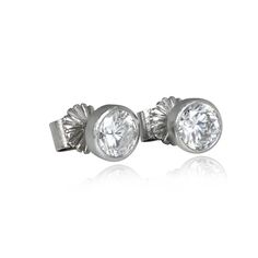 This pair of earrings features two bezel-set round brilliant cut diamonds. The diamonds have a combined weight of 1.80 carats, H color and I1 clarity. These earrings are platinum and were handcrafted. The backs are push-backs.
Each diamond measures approximately 5.60mm x 5.60mm.
If you have any questions about the Calverton earrings, please feel free to contact us. Luxury Bezel Setting Round Cut Earrings, Luxury Diamond Earrings With Bezel Setting, Luxury Round Cut Bezel Set Earrings, Classic White Gold Earrings With Bezel Setting, Classic Earrings With Bezel Setting For Round Stone, White Gold Diamond Earrings With Bezel Setting, Classic Silver Diamond Earrings With Bezel Setting, Diamond White Diamond Earrings With Bezel Setting, Luxury Silver Earrings With Single Diamond