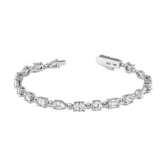 14K White GoldDiamond Carat Weight: 5.14 Length: 6.5" Pave Diamond Ring, Pave Ring, Diamond Carat, Survival Prepping, Chain Anklet, Baguette Diamond, Dainty Jewelry, Minimalist Jewelry, Pave Diamonds